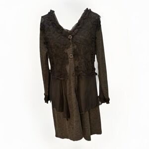 Pretty Angel Top Womens Sz S‎ Earthy Brown Lace Forest Fairy Goblin Granola